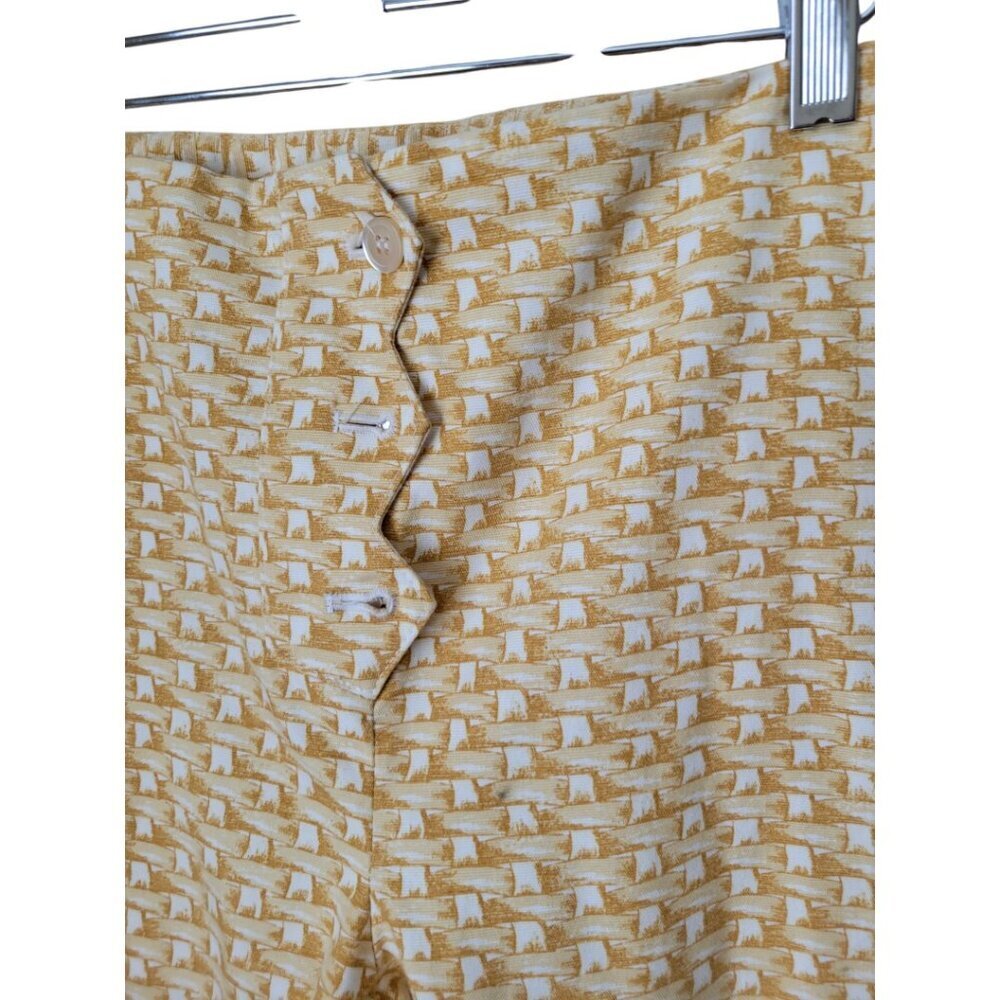 Womens' Basket Weave J. McLaughlin Pants 14 Gold White - Picture 2 of 3